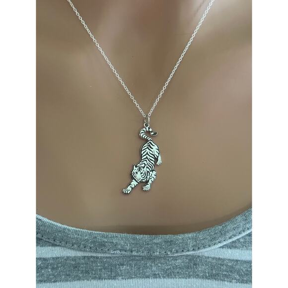 Sterling Silver Prowling Tiger Necklace, Prowling Tiger Necklace - Picture 2 of 7